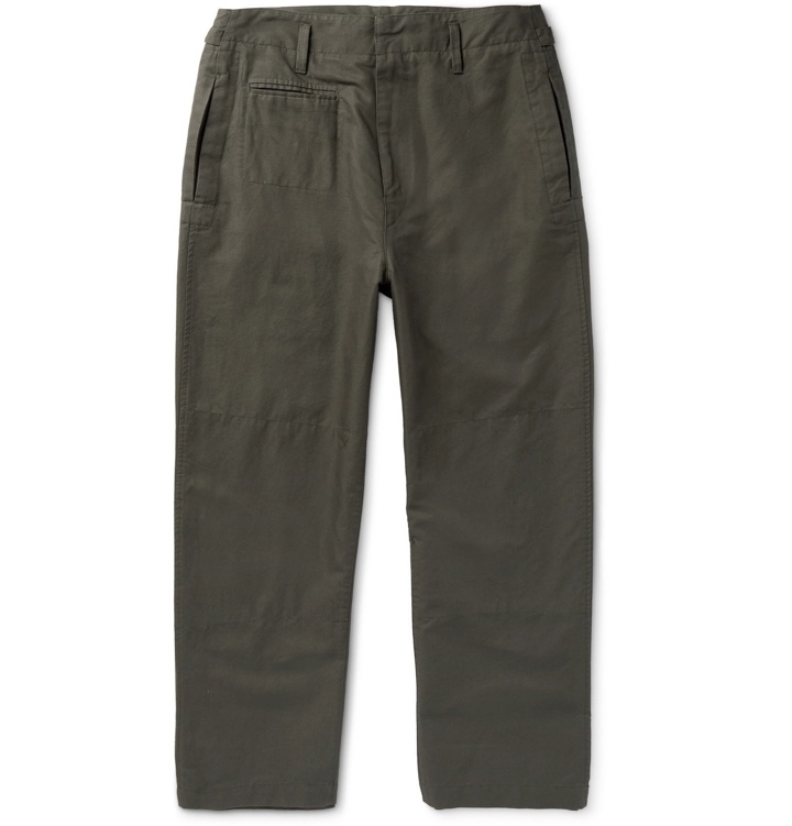 Photo: Lemaire - Cropped Cotton and Linen-Blend Trousers - Gray