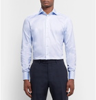 Ermenegildo Zegna - Blue Trofeo Slim-Fit Cutaway-Collar Pinstriped Cotton-Poplin Shirt - Blue