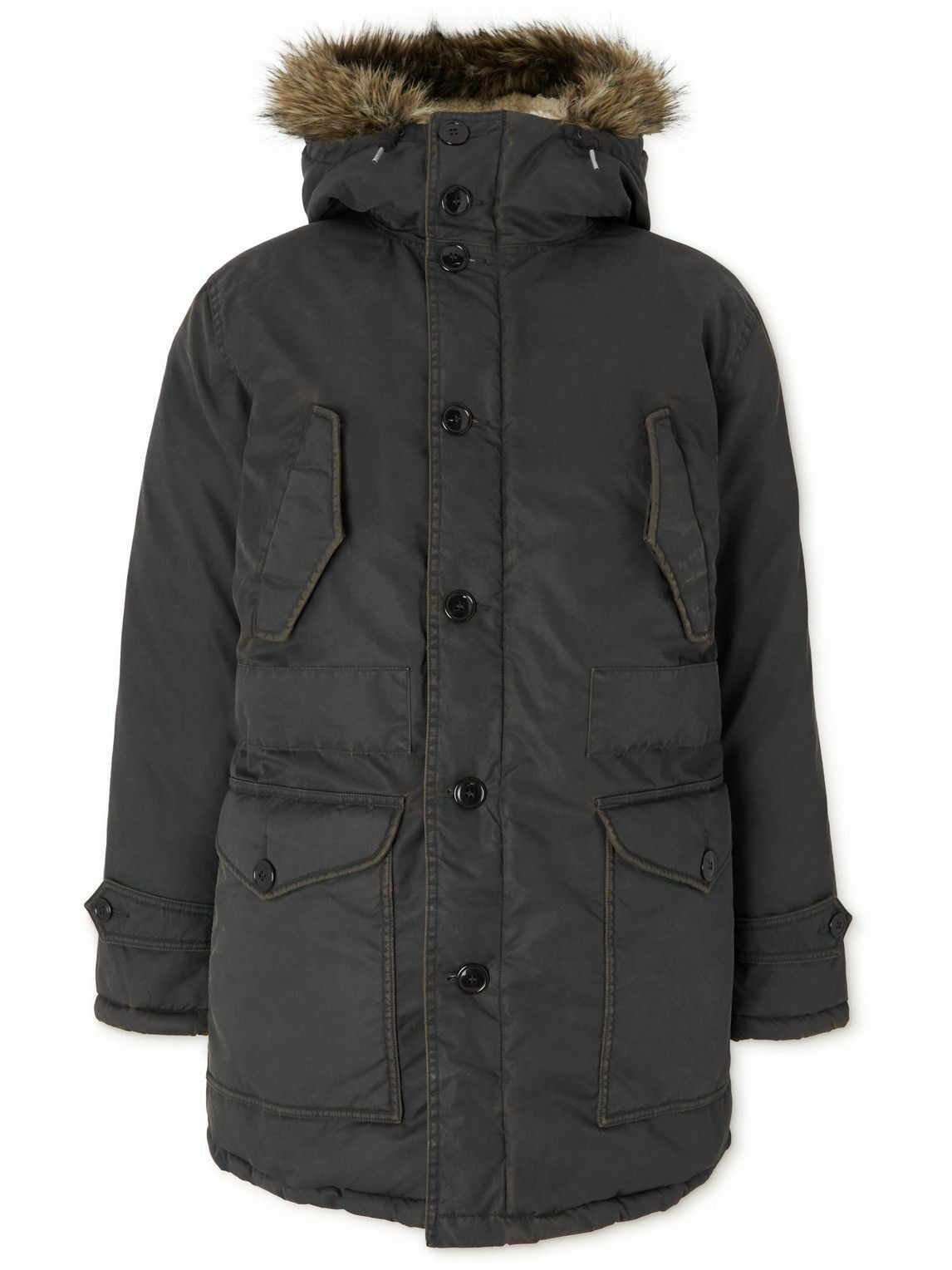 Photo: RRL - Faux Fur-Trimmed Shell Hooded Down Parka - Blue