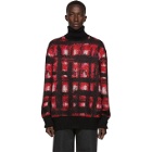 Alexander McQueen Red and White Mohair Turtleneck