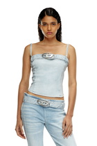 Diesel Cropped denim top with logo belt - Tops Womens in Blue