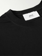 AMI PARIS - Logo-Embroidered Cotton-Jersey T-Shirt - Black