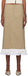 Sandy Liang Taupe Tristen Midi Skirt