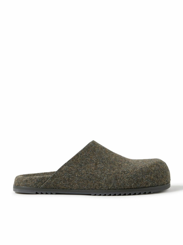 Photo: Rick Owens - Granola Melton Wool Mules - Green