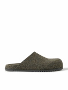 Rick Owens - Granola Melton Wool Mules - Green