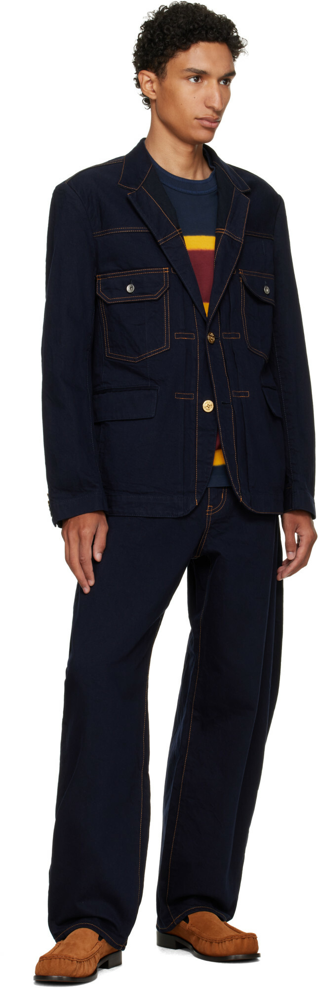 sacai Navy Belted Jeans
