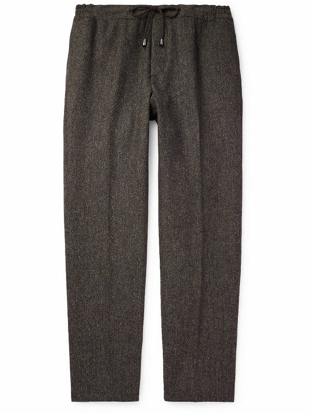 Photo: De Petrillo - Straight-Leg Pleated Wool-Blend Flannel Suit Trousers - Brown