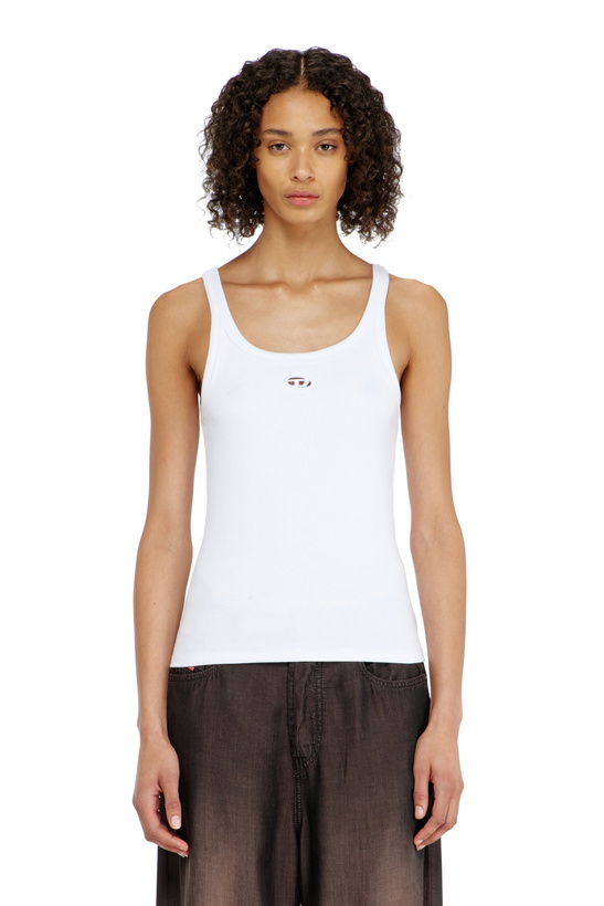 Photo: Diesel Slim tank top with laser-cut Oval D - T-Shirts Womens in White
