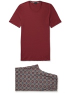 Hanro - Night & Day Printed Cotton-Jersey Pyjama Set - Burgundy