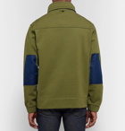 Alex Mill - Shell-Trimmed Loopback Cotton-Jersey Half-Placket Sweatshirt - Army green