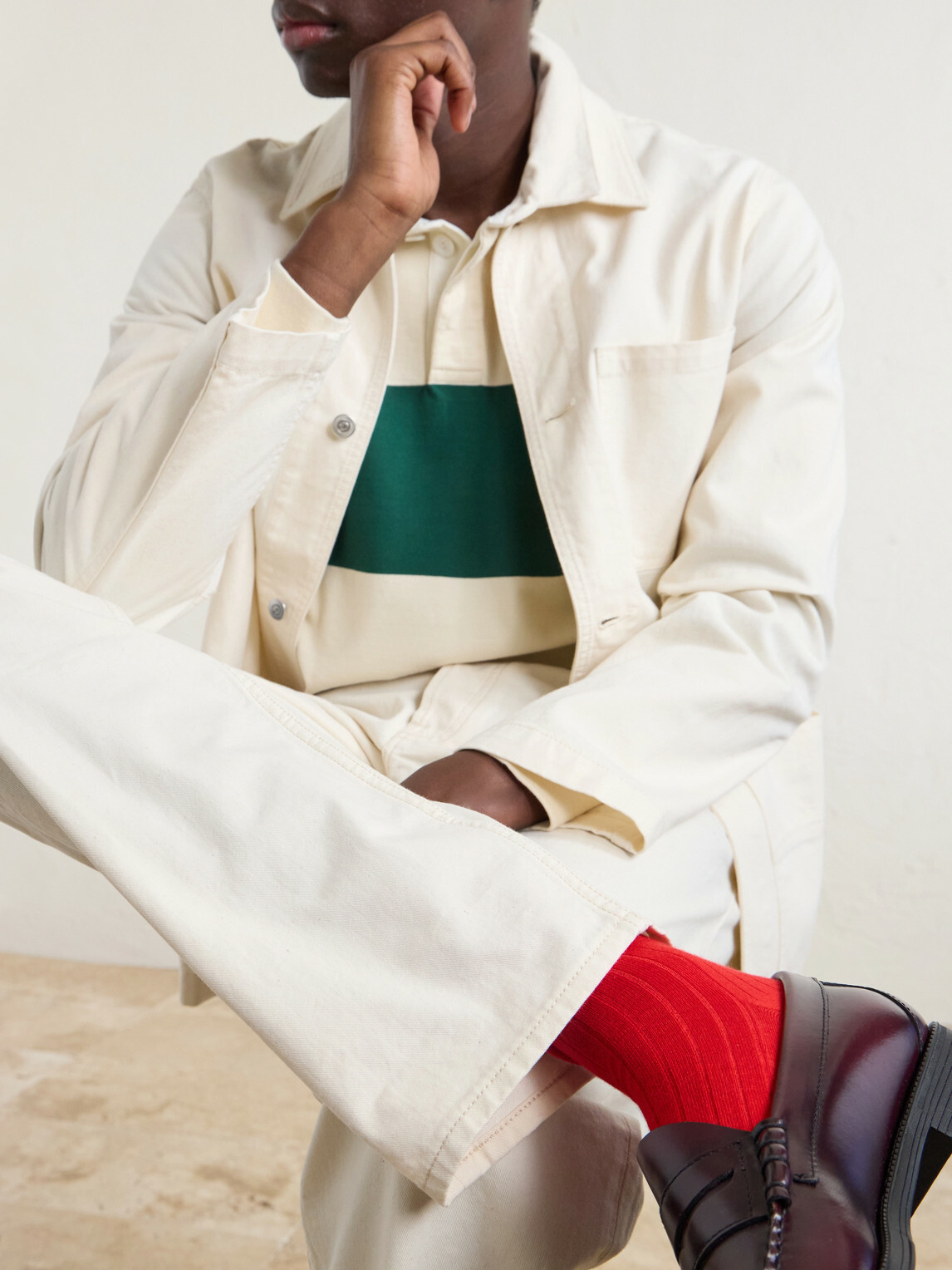Drake's - Straight-Leg Leather-Trimmed Jeans - Neutrals