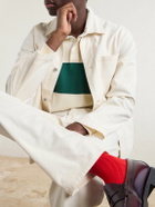 Drake's - Straight-Leg Leather-Trimmed Jeans - Neutrals