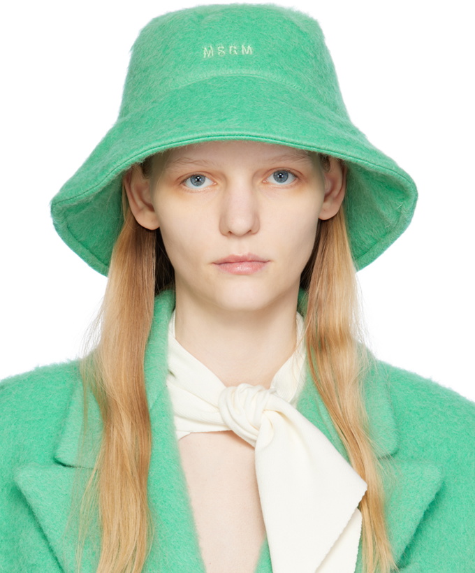 Photo: MSGM Green Shag Knit Bucket Hat