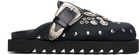 Toga Pulla Black Eyelet Metal Sabot Slip-on Loafers