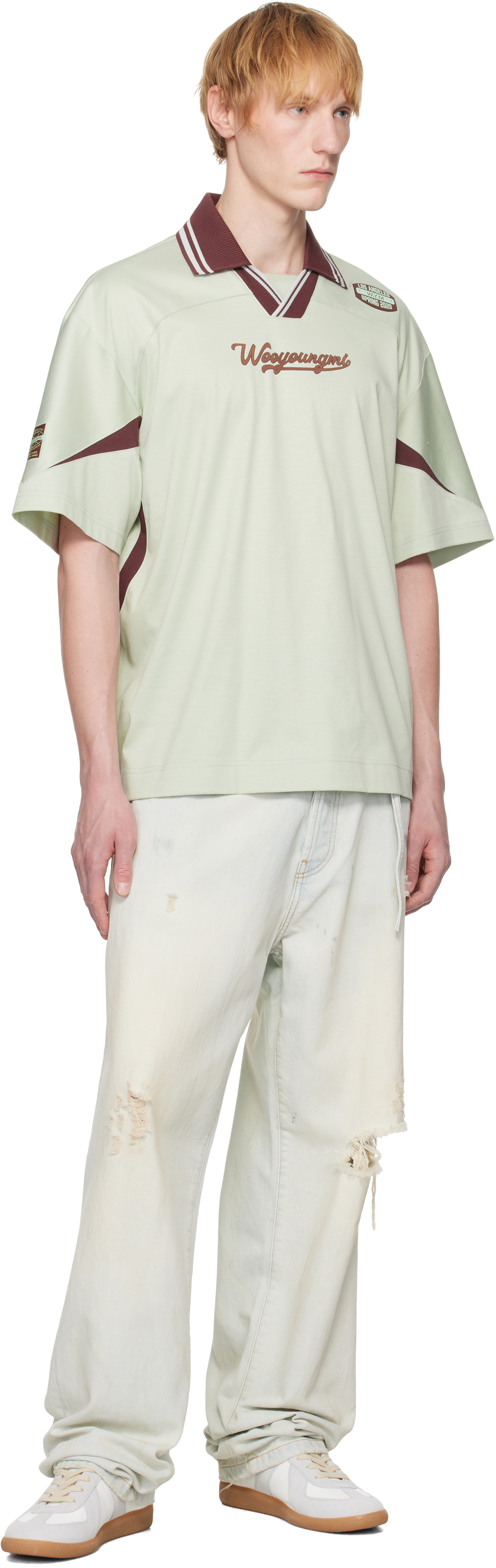 WOOYOUNGMI Green Color Block Polo