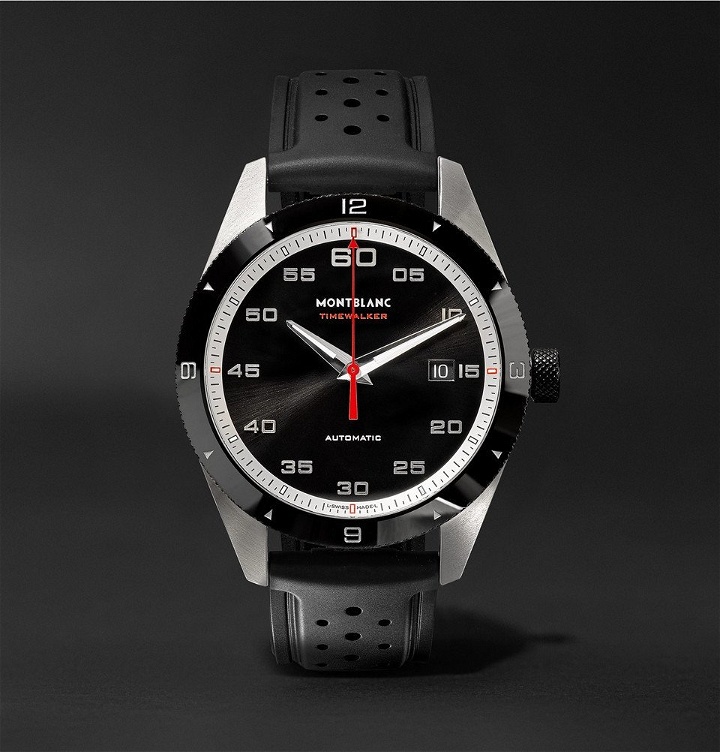 Photo: Montblanc - TimeWalker Date Automatic 41mm Stainless Steel, Ceramic and Rubber Watch - Black