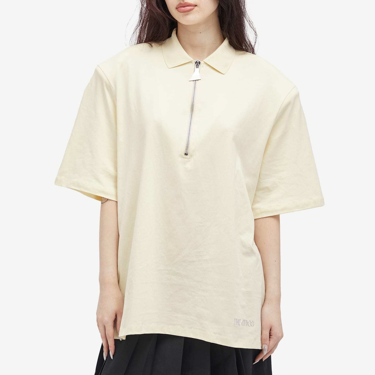 The Attico Women's Zip Front T-Shirt in Butter The Attico