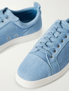 Christian Louboutin - Louis Junior Orlato Grosgrain-Trimmed Printed Suede Sneakers - Blue
