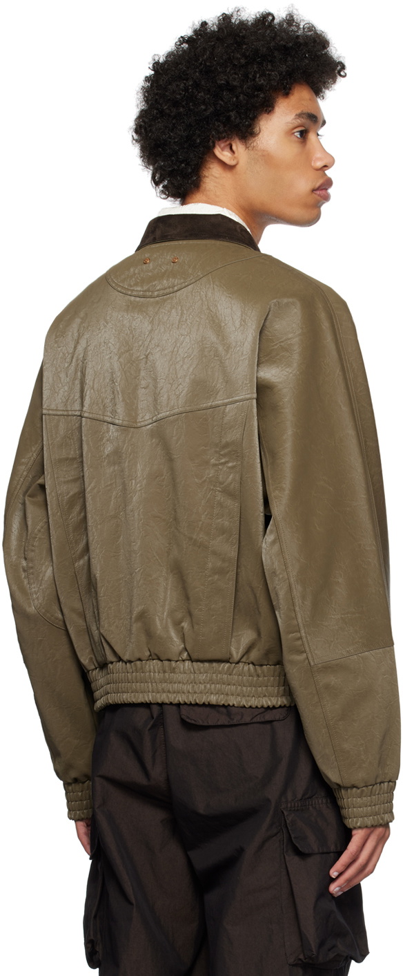 Andersson Bell Khaki New Ortega 23 Faux-Leather Bomber Jacket