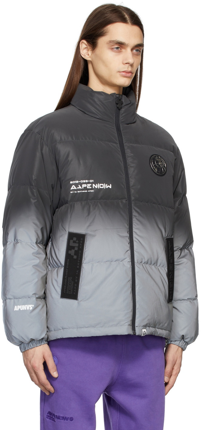 AAPE by A Bathing Ape Grey Down Reflective Gradient Jacket AAPE by