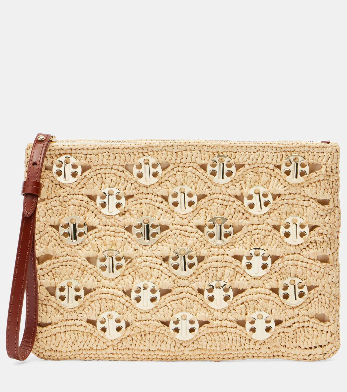 Rabanne Embellished raffia clutch