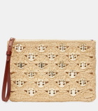 Rabanne Embellished raffia clutch