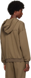 ZEGNA Brown Embroidered-Logo Hoodie