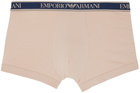 Emporio Armani Three-Pack Navy & Beige Boxers