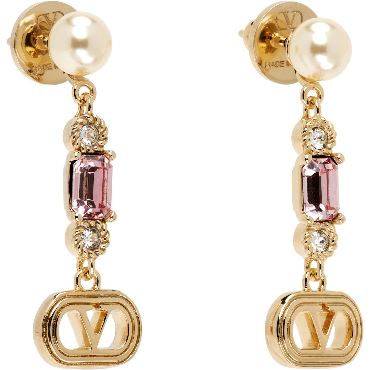 Valentino Garavani Ovalette Faux-Pearl & Swarovski Crystal Earrings