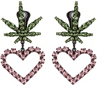 Ashley Williams Pink & Green Leaf Heart Clip-On Earrings