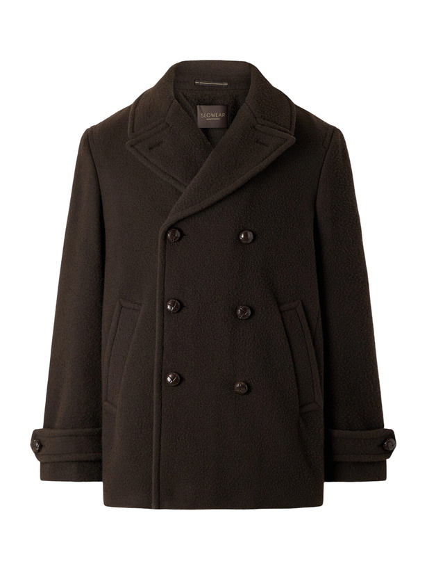 Photo: Slowear - Double-Breasted Wool-Blend Plush Coat - Brown