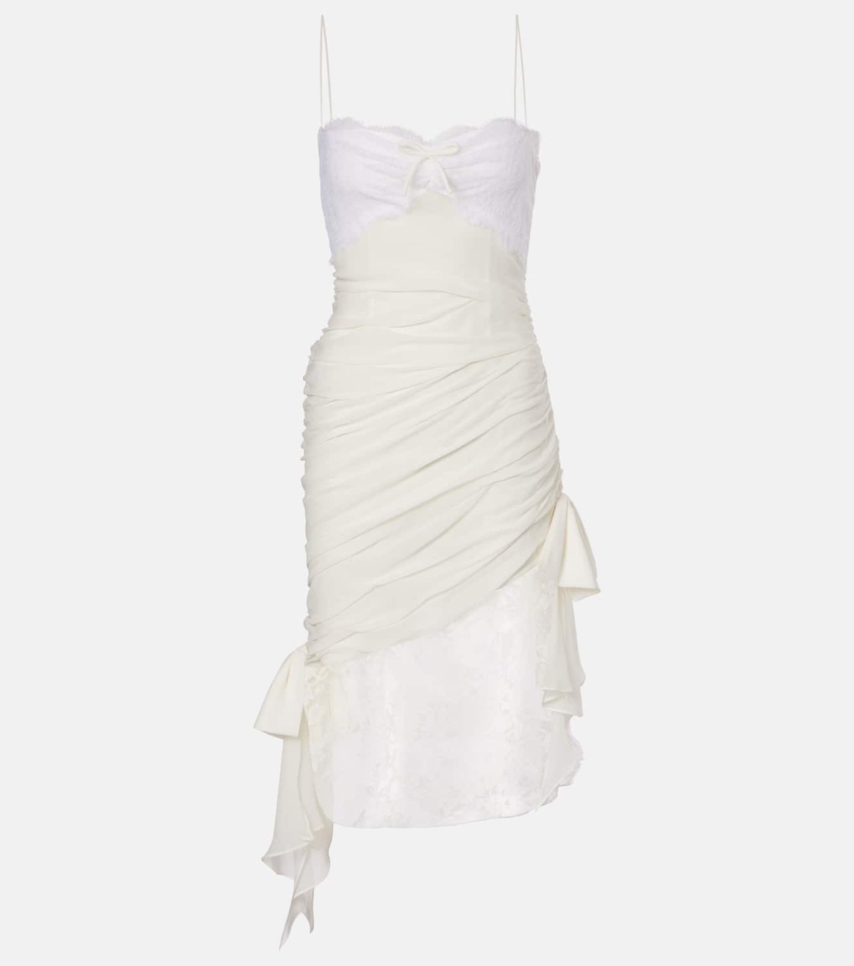 Alessandra Rich Lace-trimmed silk georgette midi dress