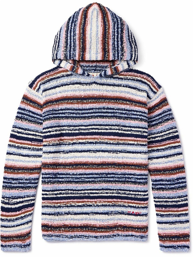 Photo: Marni - Striped Crocheted Cotton Hoodie - Neutrals