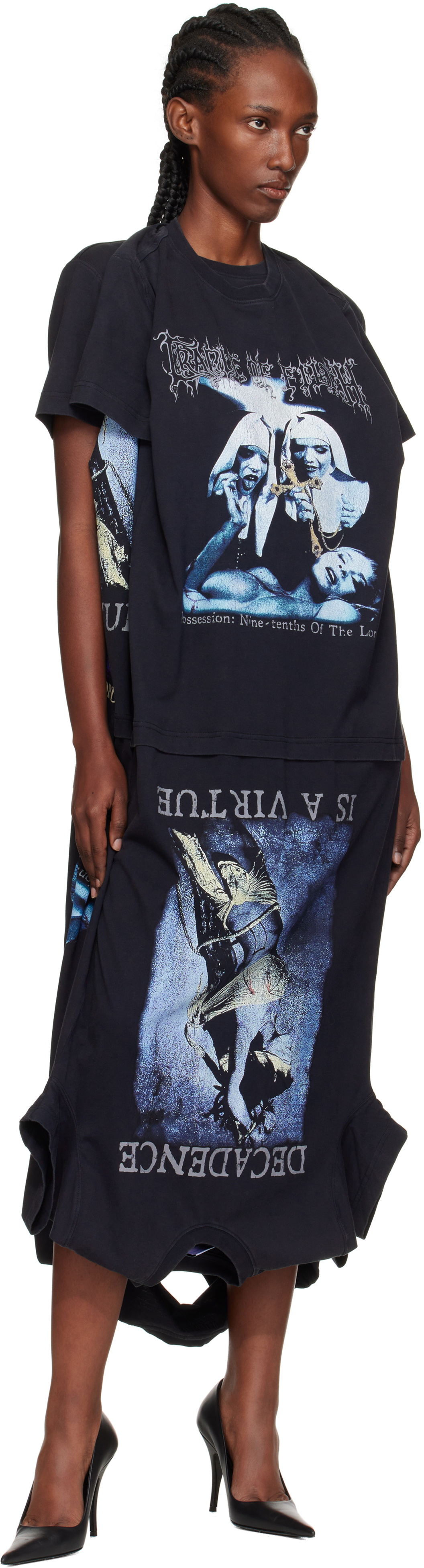 VETEMENTS Black Cradle of Filth Multi T-Shirt Maxi Dress