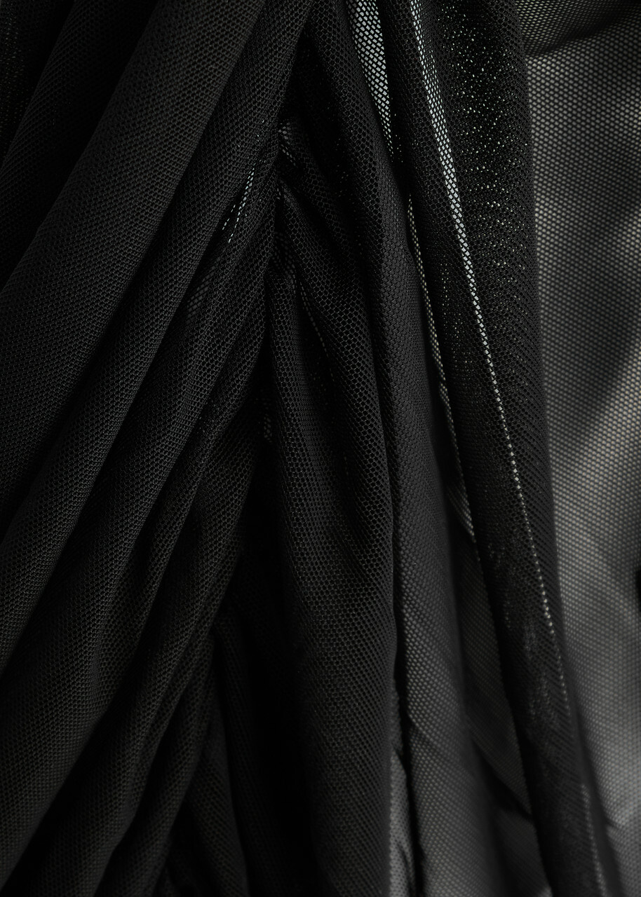 Norma Kamali Bill Ruched Mesh Dress Black And White
