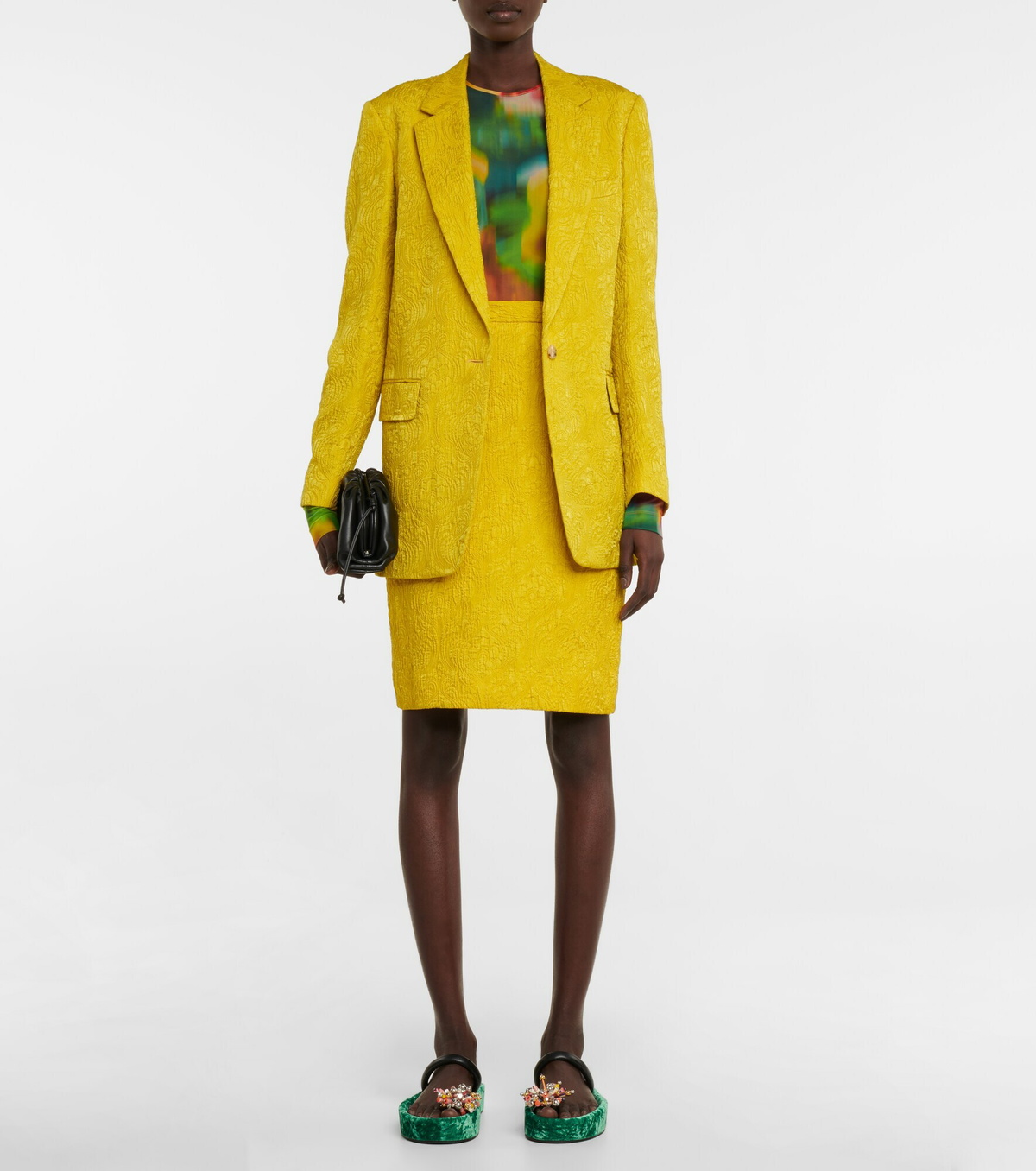 大人気♪【Dries Van Noten】Houndstooth pencil skirt Dries Van Noten Houndstooth Stretch-Jersey Wrap-Effect Skirt