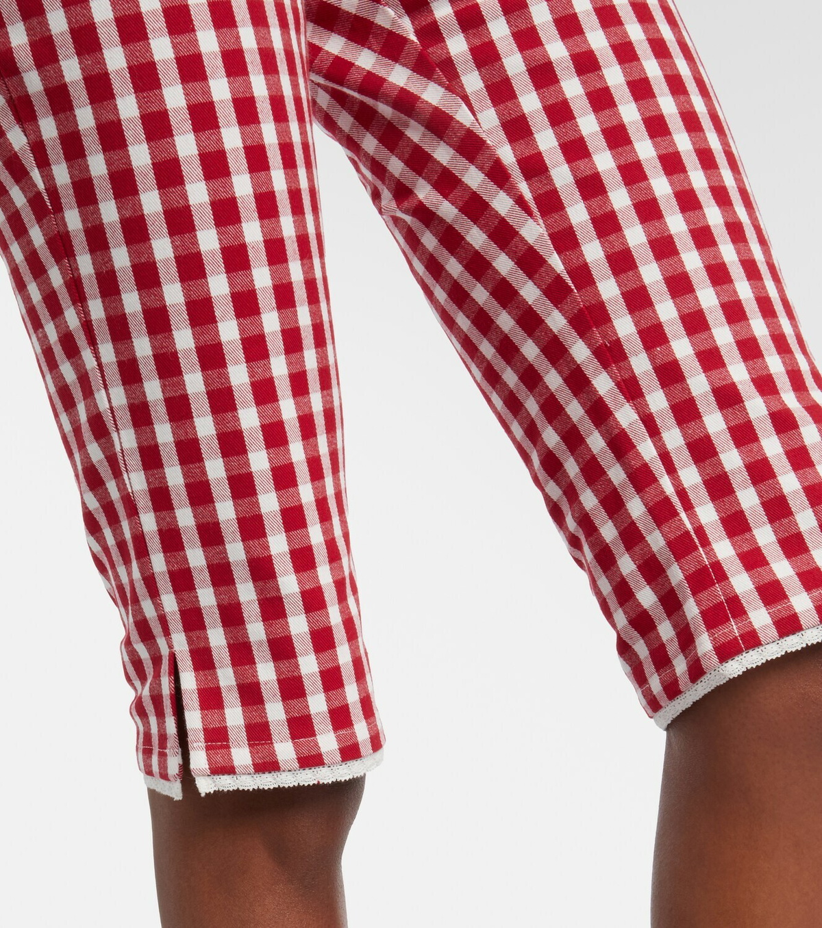 Posse Ebony gingham lace-trimmed cotton-blend capri pants