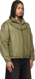 WOOYOUNGMI Khaki High Neck Leather Jacket