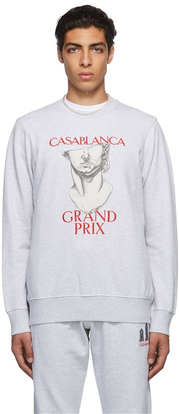 Photo: Casablanca Gray 'Grand Prix' Embroidered Sweatshirt
