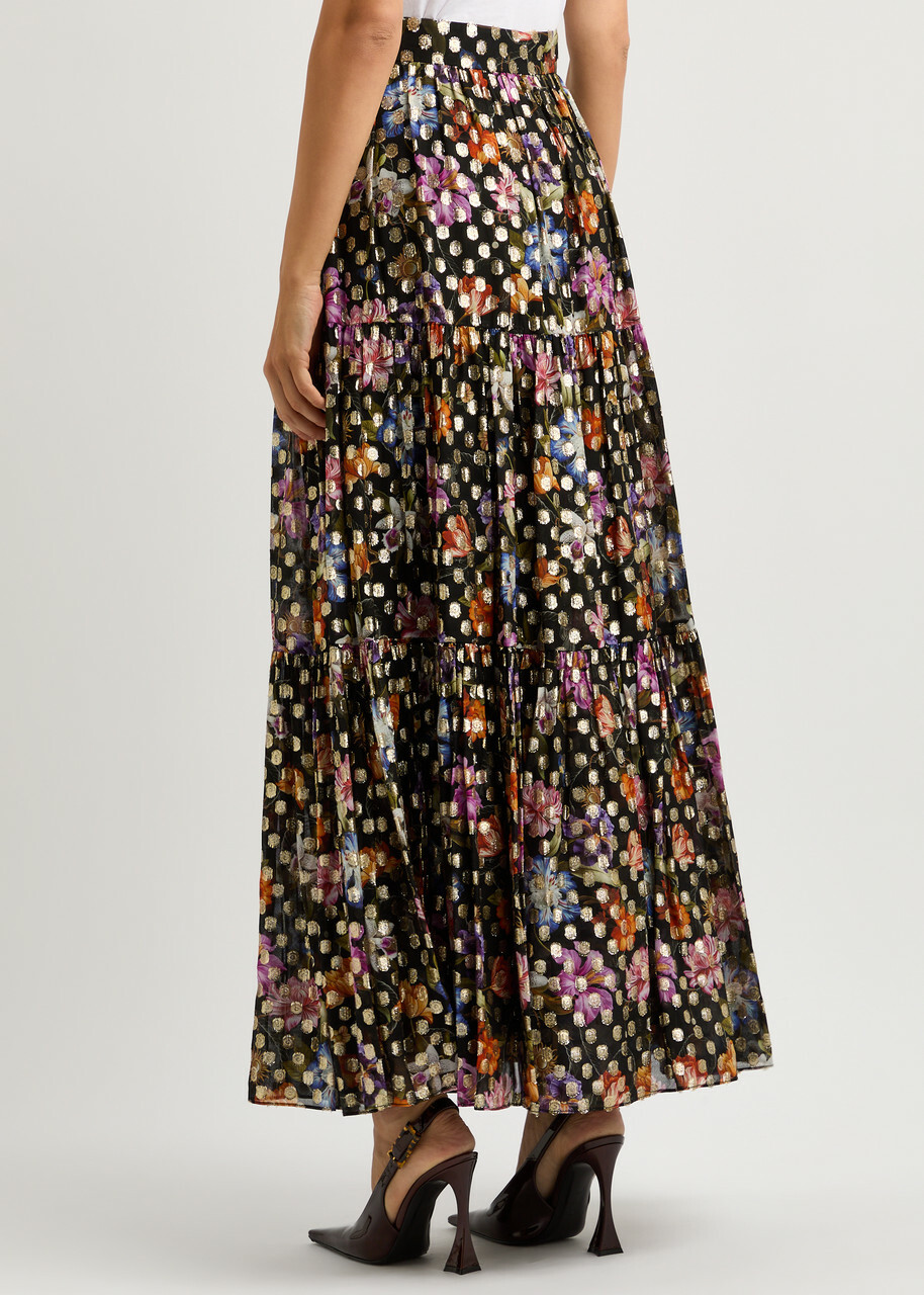Borgo DE Nor Frey Floral-print Chiffon Maxi Skirt Multicoloured
