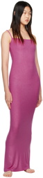 SKIMS Pink Soft Lounge Shimmer Maxi Dress