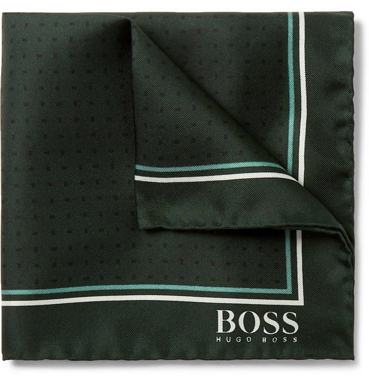 Photo: Hugo Boss - Printed Silk Pocket Square - Green