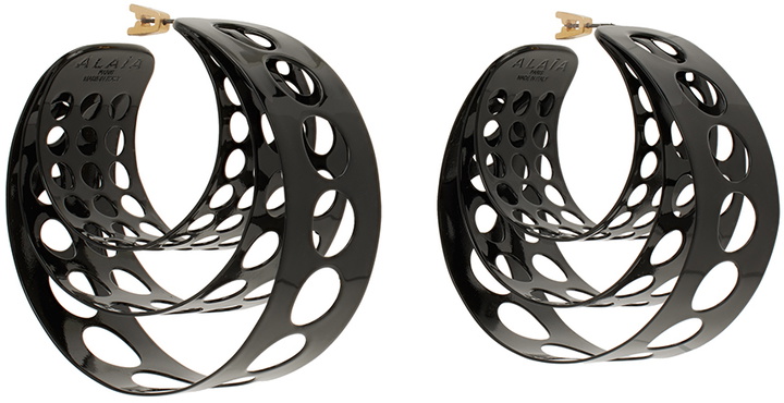 Photo: ALAÏA Black Medium Metallic Hoop Earrings