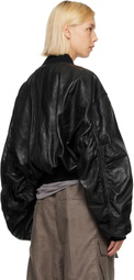 Rick Owens Black Tower Secchia Cropped Leather Flight Jacket