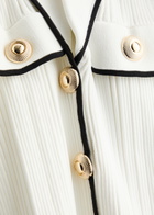 Self-portrait Contrast-trim Ribbed-knit Mini Dress White