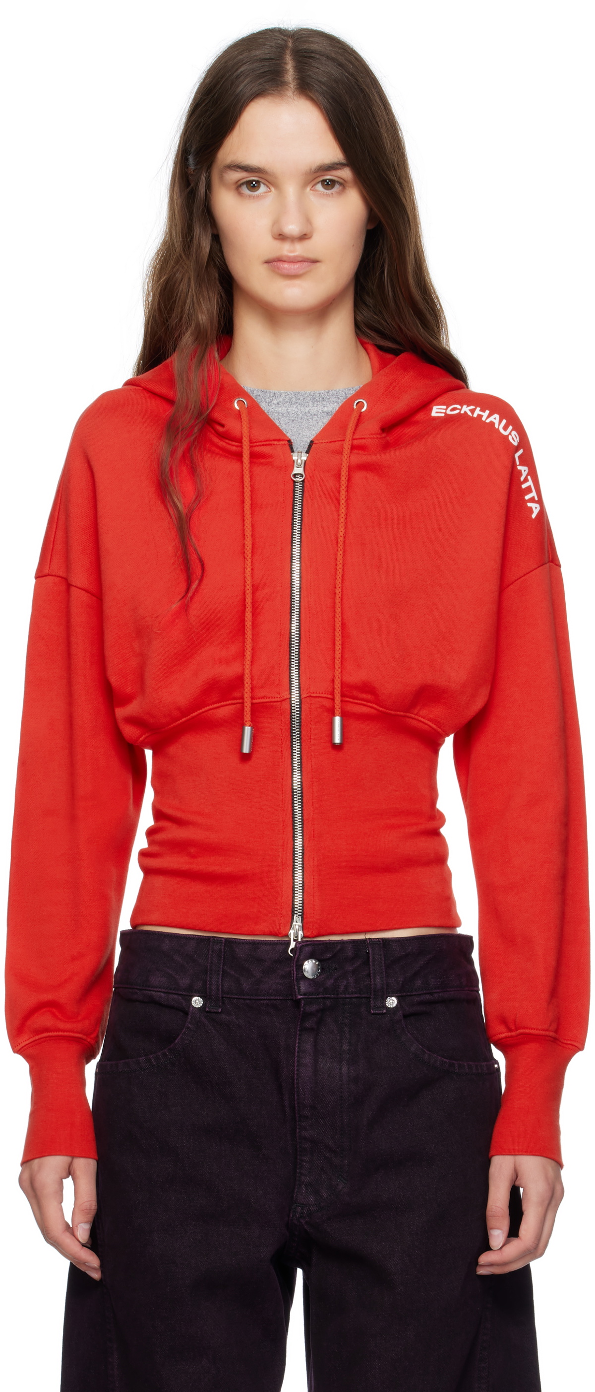 Eckhaus Latta Red Snatched Hoodie