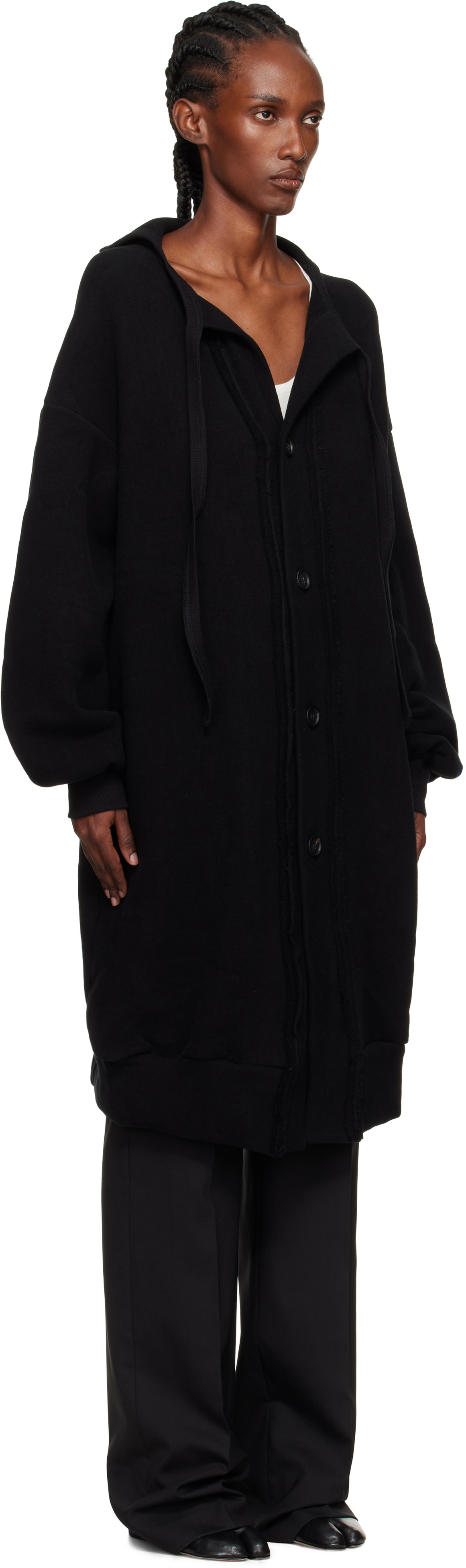 YOHJI YAMAMOTO Black Jersey Twill Button D Cardigan
