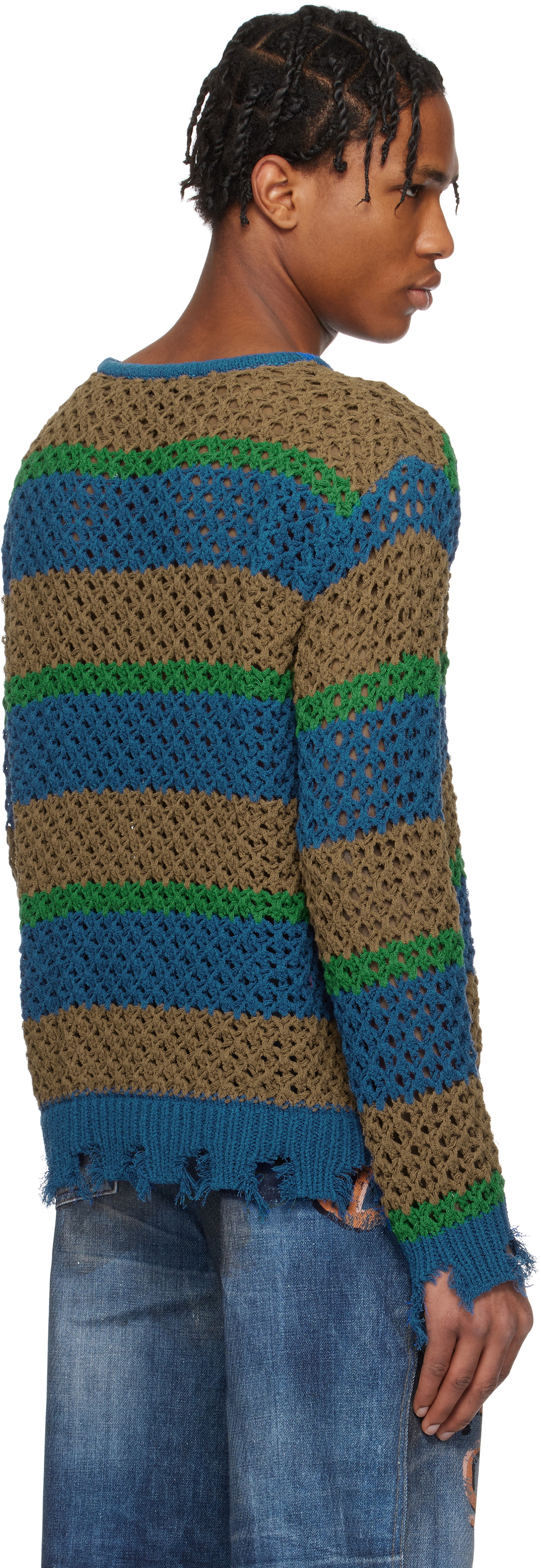 Andersson Bell Multicolor Damaged Stripe Boatneck Sweater 