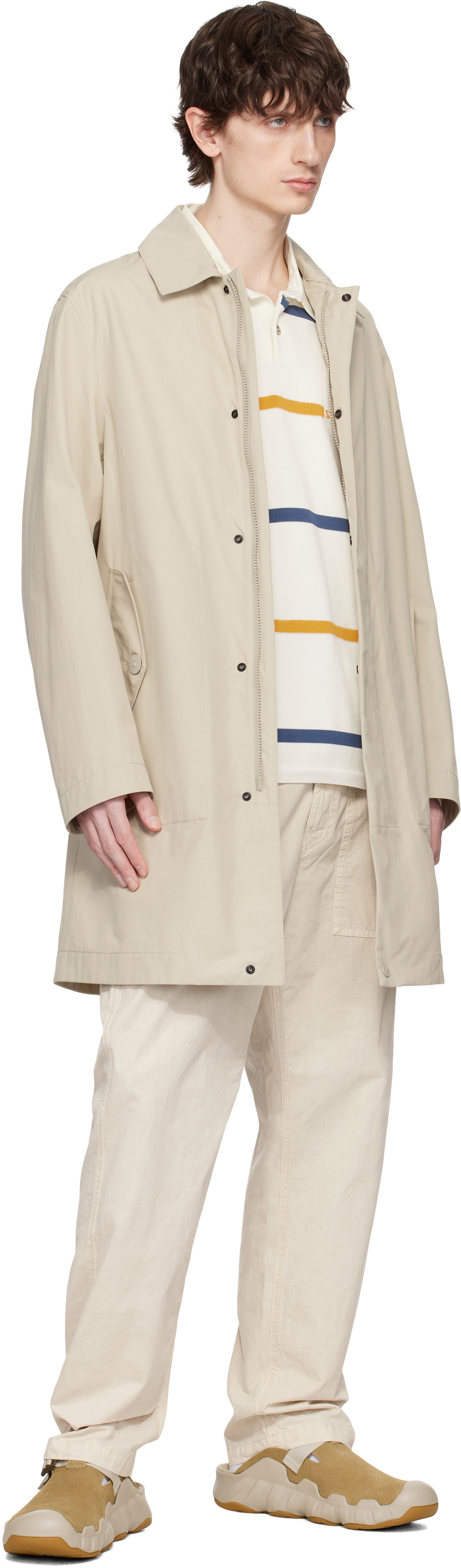 Stone Island Beige Weatherproof Cotton Canvas Coat