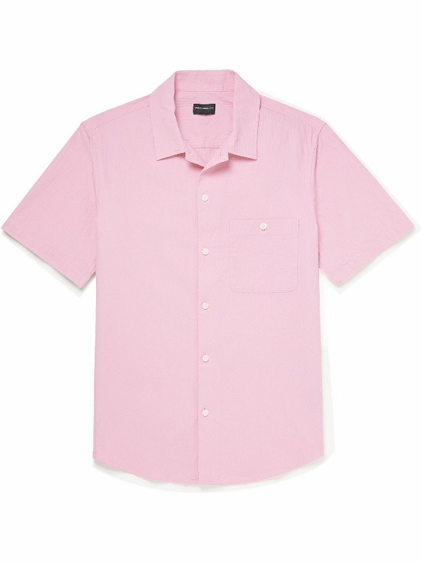 Photo: Club Monaco - Camp-Collar Cotton-Blend Seersucker Shirt - Pink